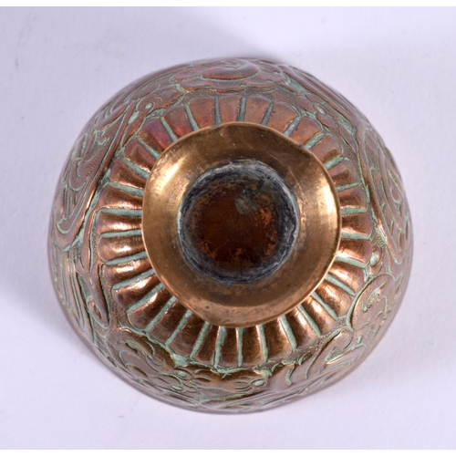 2068 - AN 18TH/19TH CENTURY TIBETAN COPPER ALLOY REPOUSSE TEABOWL together with a similar Tibetan scorpion ... 