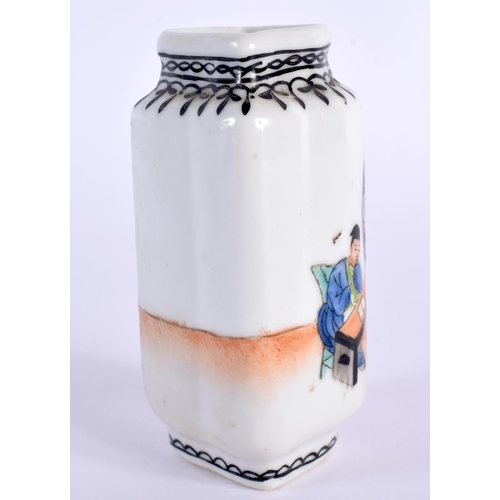 2070 - A CHINESE REPUBLICAN PERIOD PORCELAIN LOZENGE FORM VASE painted with figures in a landscapes. 7.25 c... 