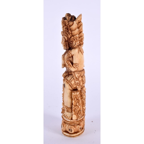 2082 - A 19TH CENTURY BURMESE ASIAN CARVED BONE FIGURE OF A BUDDHIST DEITY possibly a dagger handle. 11cm h... 