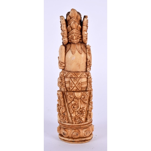 2082 - A 19TH CENTURY BURMESE ASIAN CARVED BONE FIGURE OF A BUDDHIST DEITY possibly a dagger handle. 11cm h... 