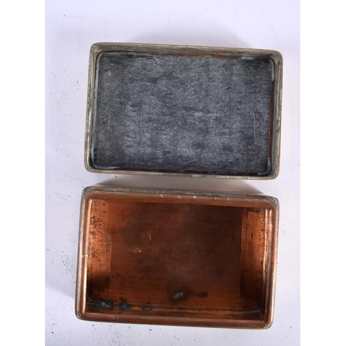 2084 - AN EARLY 20TH CENTURY CHINESE PAKTONG AND BRONZE RECTANGULAR BOX AND COVER Late Qing/Republic, depic... 