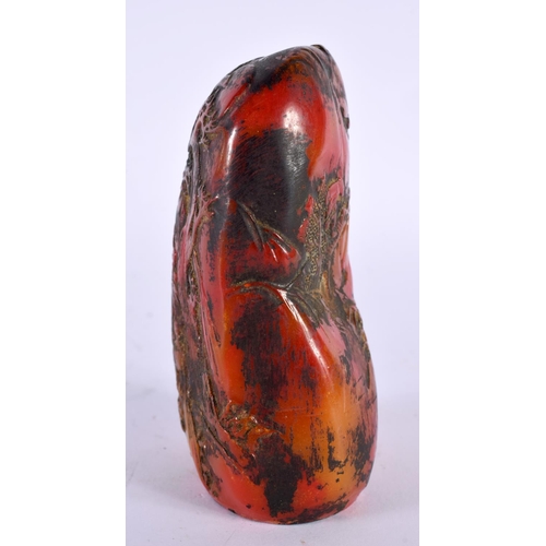 2115 - A CHINESE CARVED ORANGE STONE TYPE SEAL 20th Century. 9 cm x 5 cm.