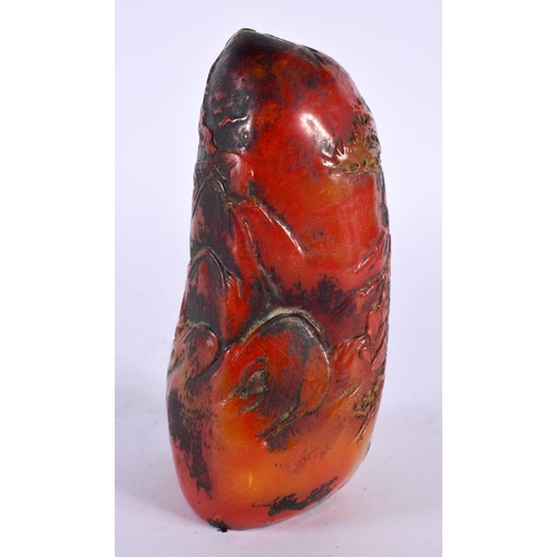 2115 - A CHINESE CARVED ORANGE STONE TYPE SEAL 20th Century. 9 cm x 5 cm.