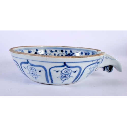 2147 - A CHINESE BLUE AND WHITE PORCELAIN FEEDING BOWL 20th Century. 15cm wide.