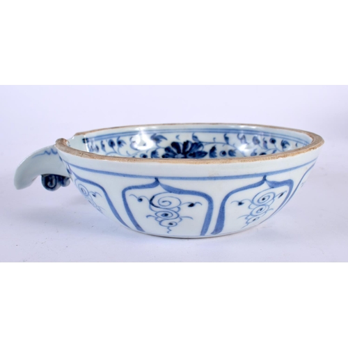 2147 - A CHINESE BLUE AND WHITE PORCELAIN FEEDING BOWL 20th Century. 15cm wide.