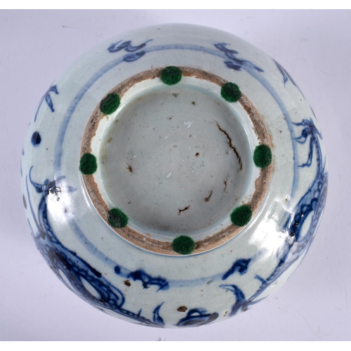 2151 - A CHINESE BLUE AND WHITE PORCELAIN CENSER 20th Century. 19 cm wide.