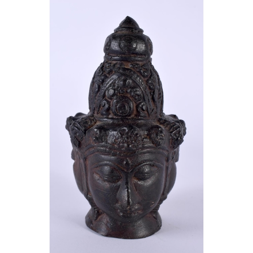 2170 - A 19TH CENTURY CHINESE TIBETAN LACQUERED BRONZE FIGURE OF A BUDDHA together with another triple port... 