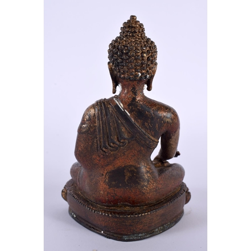 2170 - A 19TH CENTURY CHINESE TIBETAN LACQUERED BRONZE FIGURE OF A BUDDHA together with another triple port... 