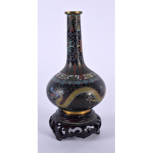 2171 - A 19TH CENTURY CHINESE CLOISONNE ENAMEL BULBOUS VASE Qing, decorated with dragons pursuing a flaming... 