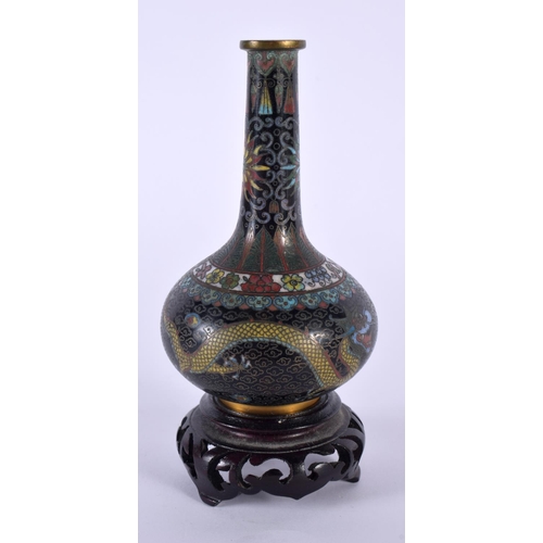 2171 - A 19TH CENTURY CHINESE CLOISONNE ENAMEL BULBOUS VASE Qing, decorated with dragons pursuing a flaming... 