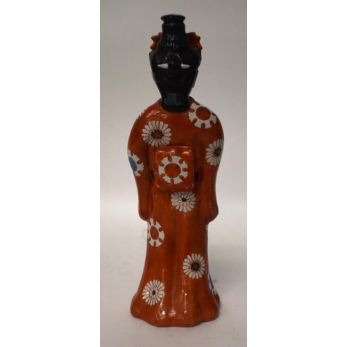 2182 - A LARGE 19TH CENTURY JAPANESE MEIJI PERIOD PORCELAIN FIGURE OF A FEMALE modelled holding a twin hand... 