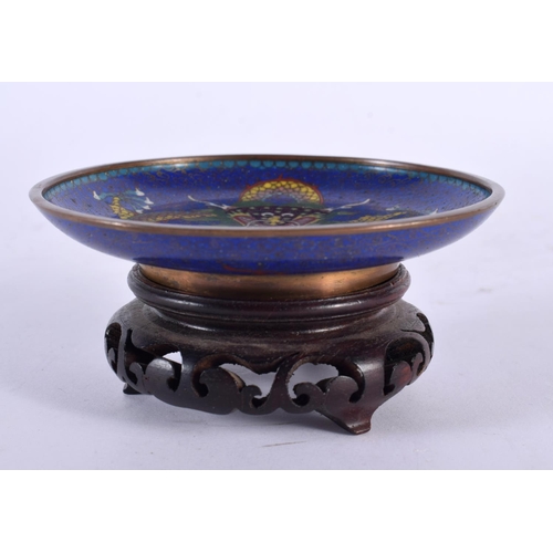 2193 - A 19TH CENTURY CHINESE CLOISONNE ENAMEL DRAGON DISH Qing. 9.5 cm diameter.