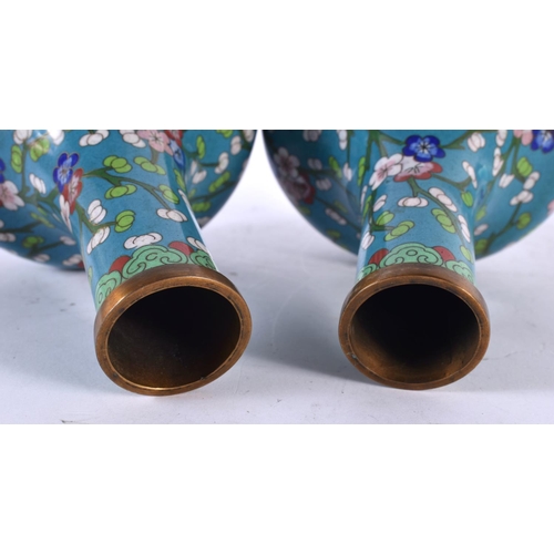 2215 - A PAIR OF EARLY 20TH CENTURY CHINESE CLOISONNE ENAMEL BULBOUS VASES Late Qing/Republic, decorated wi... 