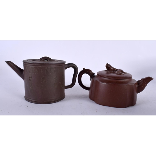 2217 - TWO EARLY 20TH CENTURY CHINESE YIXING POTTERY TEAPOTS AND COVERS Late Qing/Republic, together with a... 