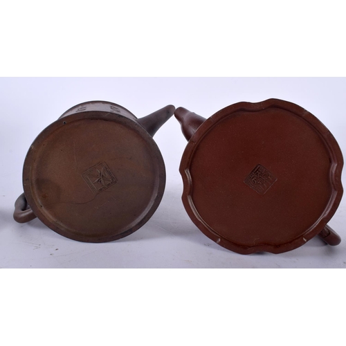 2217 - TWO EARLY 20TH CENTURY CHINESE YIXING POTTERY TEAPOTS AND COVERS Late Qing/Republic, together with a... 