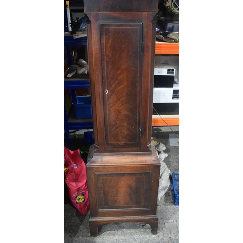 3803 - A 19th century Grandfather clock with metal enamelled face 227 cm.