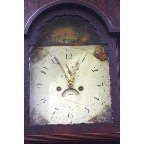 3803 - A 19th century Grandfather clock with metal enamelled face 227 cm.