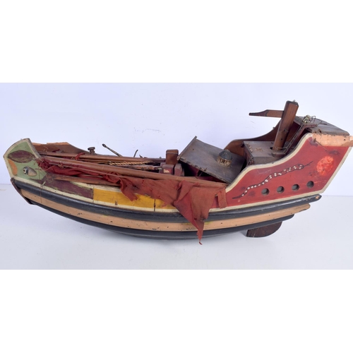 3804 - A large wooden model Chinese junk 29 x 76 cm