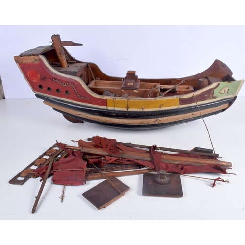 3804 - A large wooden model Chinese junk 29 x 76 cm