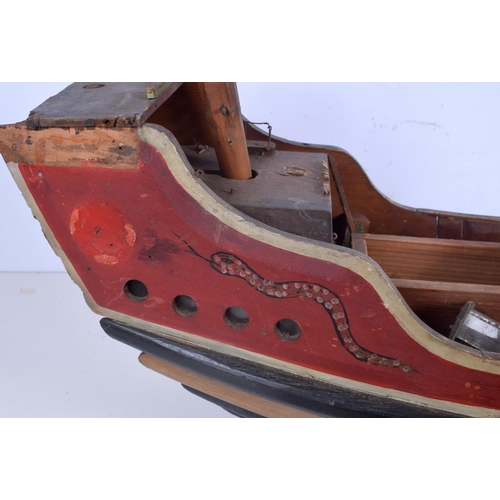 3804 - A large wooden model Chinese junk 29 x 76 cm