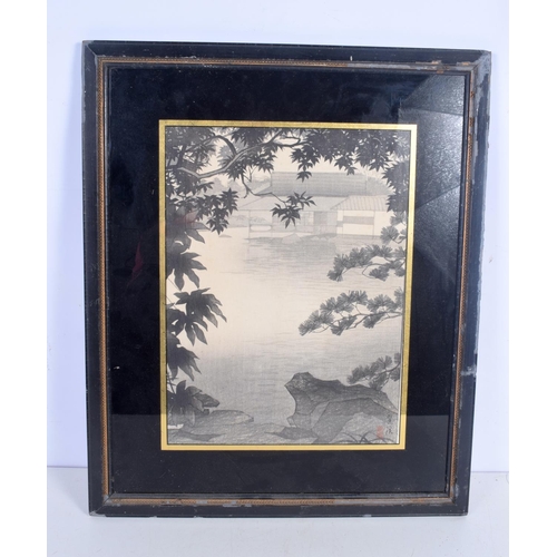 3806 - A framed Japanese woodblock print 33 x 24  cm.