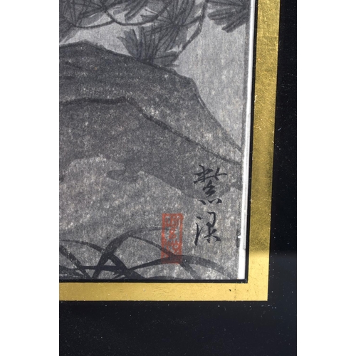 3806 - A framed Japanese woodblock print 33 x 24  cm.