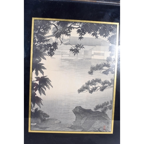 3806 - A framed Japanese woodblock print 33 x 24  cm.