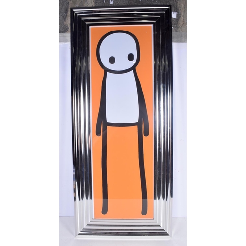 3812 - A framed picture of a Stikman 88 x 28 cm.