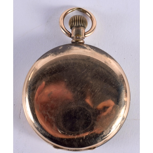 132 - AN ANTIQUE YELLOW METAL WALTHAM FULL HUNTER POCKET WATCH. 5.25 cm wide.