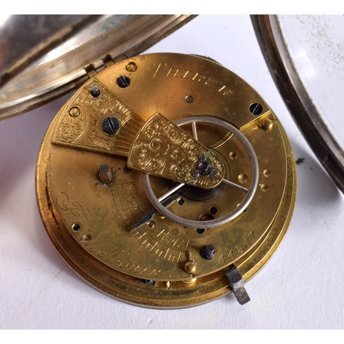 163 - A VICTORIAN SILVER POCKET WATCH. London 1881. 175.9 grams overall. 5.5 cm diameter.