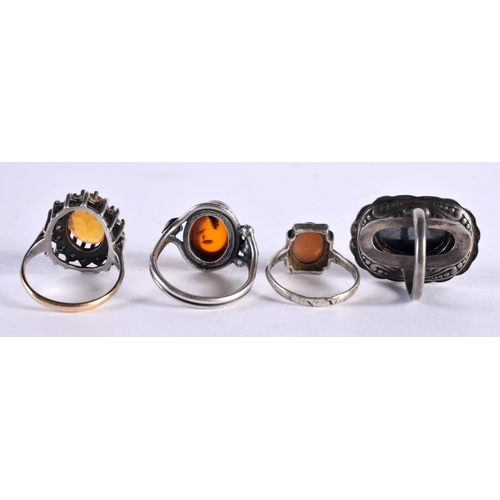 180 - FOUR SILVER RINGS. J,M, P & R. 18.9 grams. (4)