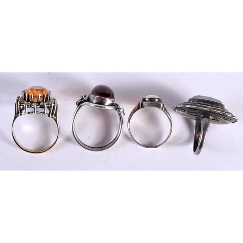 180 - FOUR SILVER RINGS. J,M, P & R. 18.9 grams. (4)