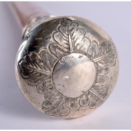 195 - A 19TH CENTURY CHINESE EXPORT SILVER MOUNTED WALKING CANE together with an Indian silver mounted can... 