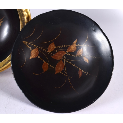 20 - A PAIR OF 19TH CENTURY FRANCO JAPANESE ORMOLU MOUNTED LACQUER BOWLS AND COVERS the ormolu stamped A ... 