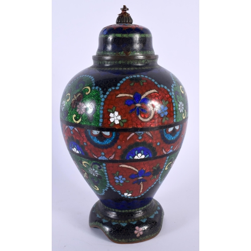 210 - AN EARLY 20TH CENTURY CHINESE CLOISONNE ENAMEL JAR AND COVER Late Qing/Republic. 11 cm x 8 cm.