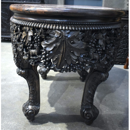 22 - A FINE AND RARE LARGE 19TH CENTURY CHINESE CARVED HONGMU HARDWOOD MARBLE INSET TABLE Qing, exception... 