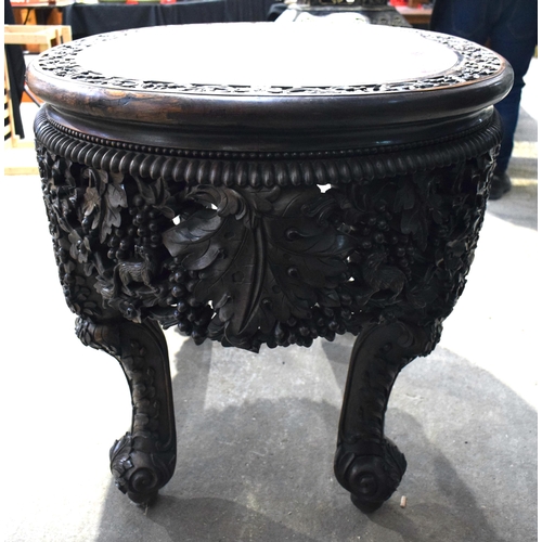 22 - A FINE AND RARE LARGE 19TH CENTURY CHINESE CARVED HONGMU HARDWOOD MARBLE INSET TABLE Qing, exception... 