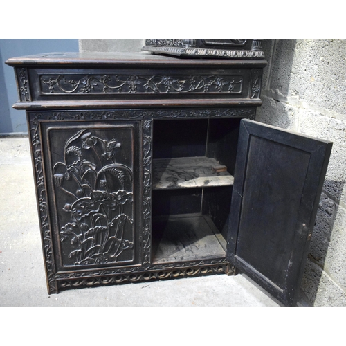 25D - AN UNUSUAL 19TH CENTURY CHINESE CARVED HARDWOOD DISPLAY CASE ON DESK exceptionally carved with drago... 