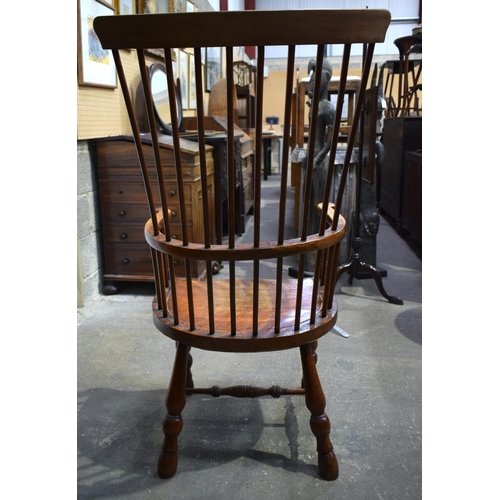 25E - AN 18TH CENTURY CONTINENTAL CARVED ASH CHAIR with plain top and scrolling arms, supported upon taper... 