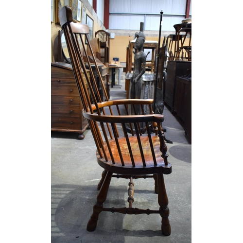 25E - AN 18TH CENTURY CONTINENTAL CARVED ASH CHAIR with plain top and scrolling arms, supported upon taper... 