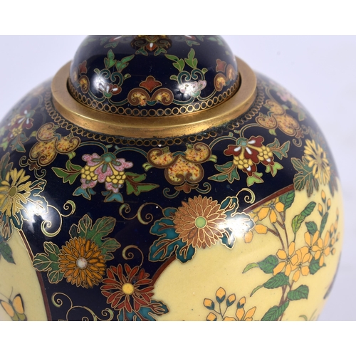 31 - A FINE LATE 19TH CENTURY JAPANESE MEIJI PERIOD CLOISONNE ENAMEL JAR AND COVER by Namikawa Yasuyuki, ... 