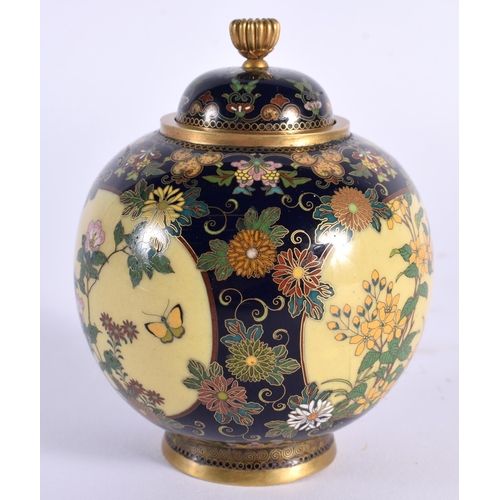 31 - A FINE LATE 19TH CENTURY JAPANESE MEIJI PERIOD CLOISONNE ENAMEL JAR AND COVER by Namikawa Yasuyuki, ... 