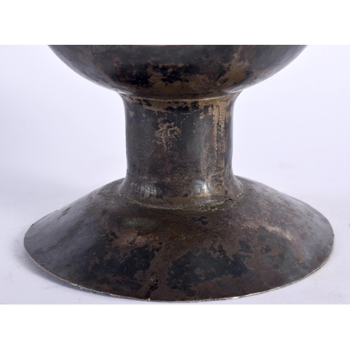 32 - A VERY RARE 16TH/17TH CENTURY SASNIAN/MIDDLE EASTERN SILVER INCENSE HOLY OIL BURNER of footed dish f... 