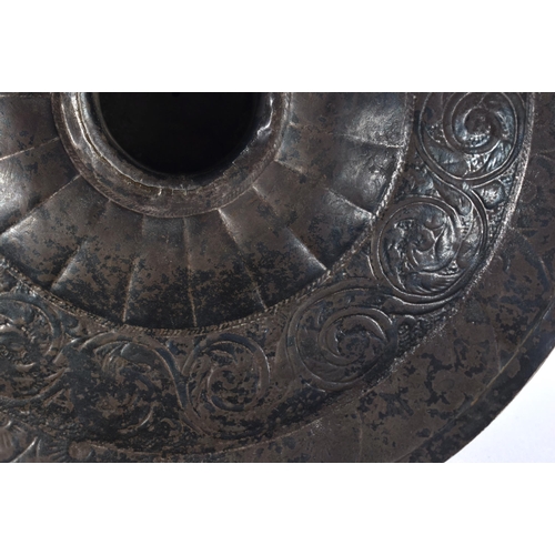 32 - A VERY RARE 16TH/17TH CENTURY SASNIAN/MIDDLE EASTERN SILVER INCENSE HOLY OIL BURNER of footed dish f... 