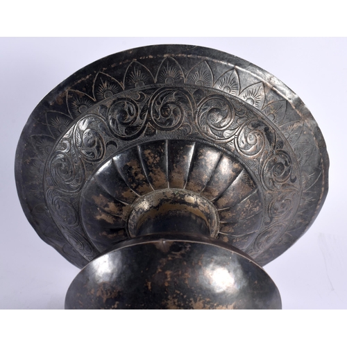 32 - A VERY RARE 16TH/17TH CENTURY SASNIAN/MIDDLE EASTERN SILVER INCENSE HOLY OIL BURNER of footed dish f... 