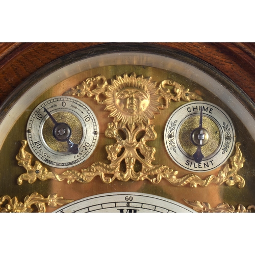 3 - A LARGE LATE VICTORIAN OAK CHIME SILENT MANTEL CLOCK inscribed 'Presented to W Bro Arthur Moore on t... 