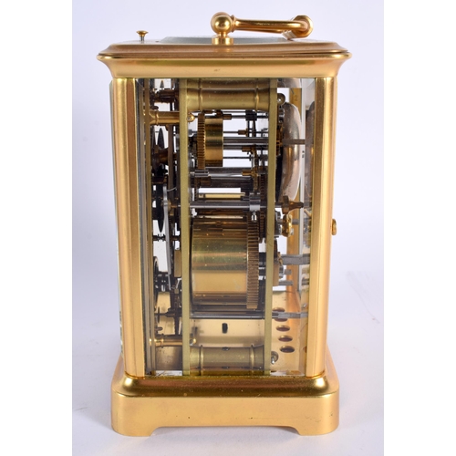 41 - A FINE 19TH CENTURY FRENCH REPEATING BRASS CARRIAGE CLOCK retailed by Marius Goode of Marseille, wit... 