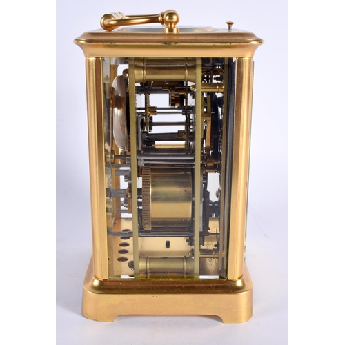 41 - A FINE 19TH CENTURY FRENCH REPEATING BRASS CARRIAGE CLOCK retailed by Marius Goode of Marseille, wit... 