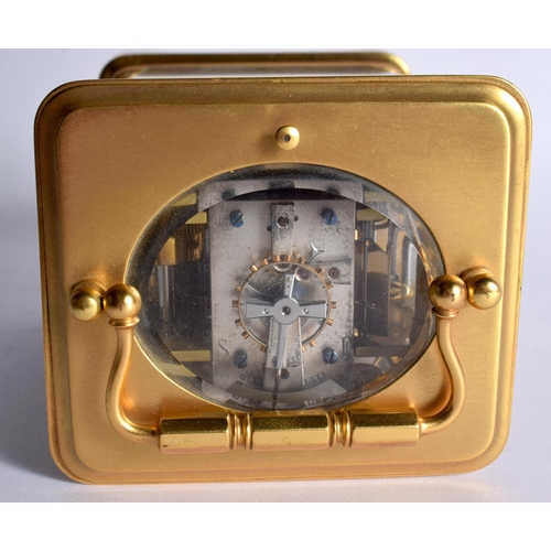 41 - A FINE 19TH CENTURY FRENCH REPEATING BRASS CARRIAGE CLOCK retailed by Marius Goode of Marseille, wit... 