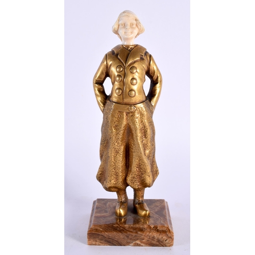 43 - European School (C1900) Gilt bronze, Figure of a boy, marble base. 17 cm high.